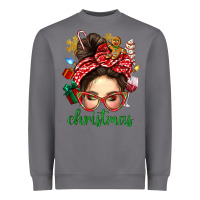 Storm Christmas Messy Bun With Gingerbread Man Heavyweight Sweatshirt - BundleAndBundleShop
