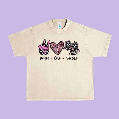 Peace Love Racing Urban Heavy Tee Designed By Jahusdesignshop