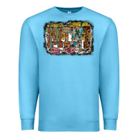 Ocean Blue mini western Premium Sweatshirt - RacoonDesign