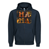 Navy Melanin leopard frame mama Mother's Day Zipper Hoodie - LillyAllenDesigns