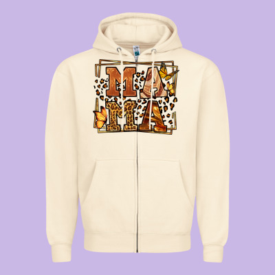 Melanin Leopard Frame Mama Mother's Day Zipper Hoodie Designed By Lillyallendesigns
