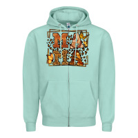 Seafoam Melanin leopard frame mama Mother's Day Zipper Hoodie - LillyAllenDesigns