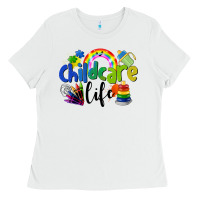 White Childcare Life Ladies Tee - LillyAllenDesigns