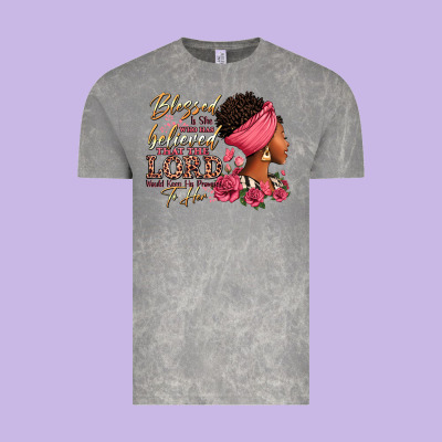 Blessed Is She Who Has Believed Afro Woman Vintage Tee Designed By Ranaportraitstore
