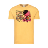 Vintage Mustard Blessed is she who has believed afro woman Vintage Tee - RanaPortraitStore