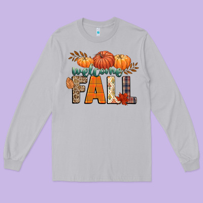 Welcome Fall Long Sleeve Tee Designed By Cowgirlartshop
