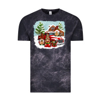 Cloud Black Christmas gnomes with red truck Vintage Tee - NancyCooperArtShop