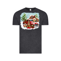 Vintage Black Christmas gnomes with red truck Vintage Tee - NancyCooperArtShop