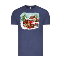 Vintage Denim Christmas gnomes with red truck Vintage Tee - NancyCooperArtShop