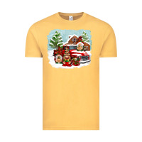 Vintage Mustard Christmas gnomes with red truck Vintage Tee - NancyCooperArtShop