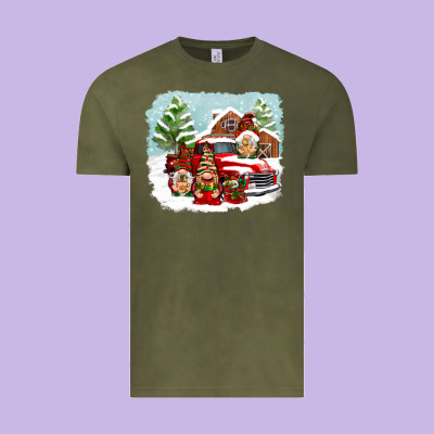 Christmas Gnomes With Red Truck Vintage Tee Designed By Nancycooperartshop