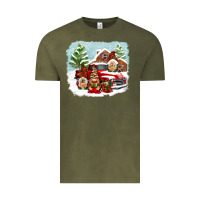 Vintage Olive Christmas gnomes with red truck Vintage Tee - NancyCooperArtShop