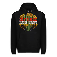 Black hit hard run fast turn left Premium Hoodie - BundleAndBundleShop