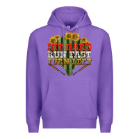 Purple hit hard run fast turn left Premium Hoodie - BundleAndBundleShop