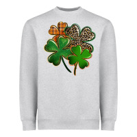 Heather Grey leopard shamrock Heavyweight Sweatshirt - FaDigitalArtStudio