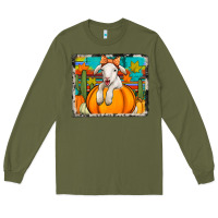 Army Green autumn sheep in a pumpkin Long Sleeve Tee - Jasminsmagicworld