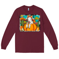 Burgundy autumn sheep in a pumpkin Long Sleeve Tee - Jasminsmagicworld