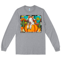 Heather Grey autumn sheep in a pumpkin Long Sleeve Tee - Jasminsmagicworld