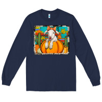 Navy autumn sheep in a pumpkin Long Sleeve Tee - Jasminsmagicworld