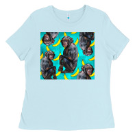 Baby Blue Chimpanzee And Banana Ladies Tee - LillyAllenDesigns