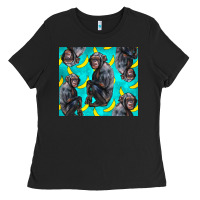 Black Chimpanzee And Banana Ladies Tee - LillyAllenDesigns