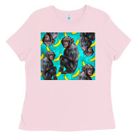 Bubblegum Pink Chimpanzee And Banana Ladies Tee - LillyAllenDesigns