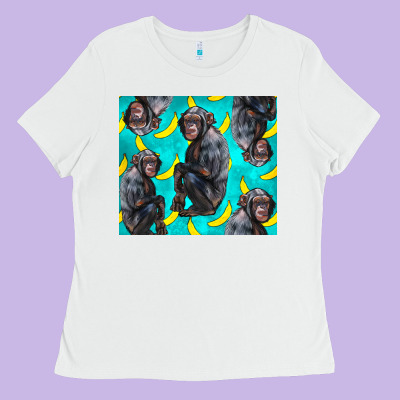 Chimpanzee And Banana Ladies Tee Designed By Lillyallendesigns