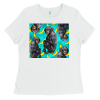 White Chimpanzee And Banana Ladies Tee - LillyAllenDesigns