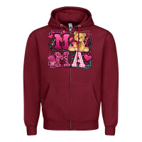 Burgundy Western Valentines Day Mama Mother's Day Zipper Hoodie - LillyAllenDesigns