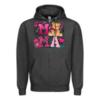 Charcoal Heather Western Valentines Day Mama Mother's Day Zipper Hoodie - LillyAllenDesigns