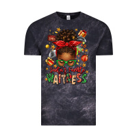 Cloud Black santa's favorite waitress messy bun Vintage Tee - texasbilliewilder