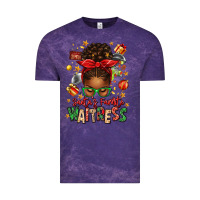 Cloud Purple santa's favorite waitress messy bun Vintage Tee - texasbilliewilder