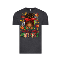 Vintage Black santa's favorite waitress messy bun Vintage Tee - texasbilliewilder