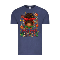 Vintage Denim santa's favorite waitress messy bun Vintage Tee - texasbilliewilder