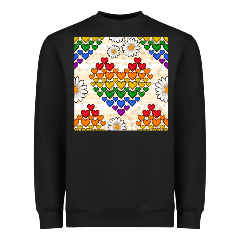 Pride Lgbtq Hearts And Daisy Seamless Pattern Heavyweight Sweatshirt by BundleAndBundleShop | Teevron