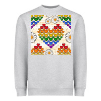 Heather Grey Pride lgbtq hearts and daisy seamless pattern Heavyweight Sweatshirt - BundleAndBundleShop