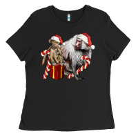 Black Christmas Baboon Baby And Mama Ladies Tee - LillyAllenDesigns