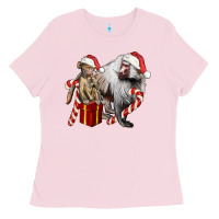 Bubblegum Pink Christmas Baboon Baby And Mama Ladies Tee - LillyAllenDesigns