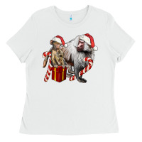 White Christmas Baboon Baby And Mama Ladies Tee - LillyAllenDesigns