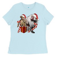 Baby Blue Christmas Baboon Baby And Mama Ladies Tee - LillyAllenDesigns