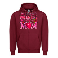 Burgundy My Favorite Valentine Calls Me Zipper Hoodie - CowhideDigitalArt