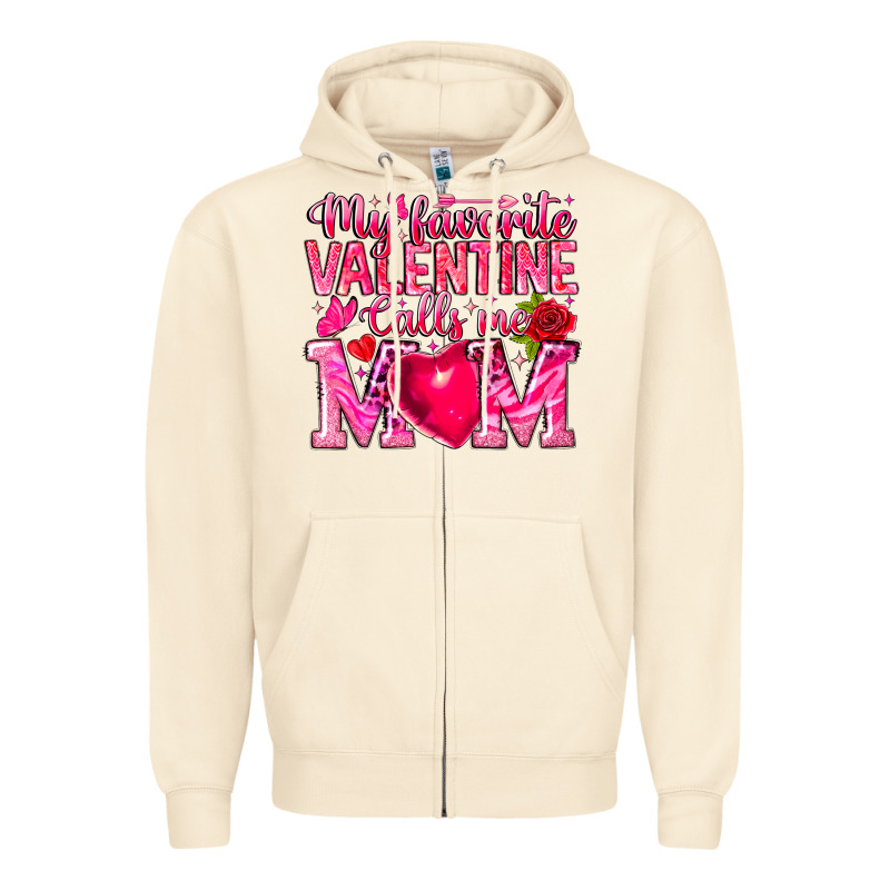 My Favorite Valentine Calls Me Zipper Hoodie by CowhideDigitalArt | Teevron
