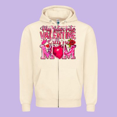 My Favorite Valentine Calls Me Zipper Hoodie Designed By Cowhidedigitalart