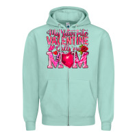 Seafoam My Favorite Valentine Calls Me Zipper Hoodie - CowhideDigitalArt