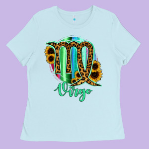 Virgo Zodiac Sign Sunflower Leopard Serape Ladies Tee Designed By Ranaportraitstore