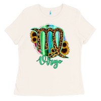 Bone Virgo Zodiac Sign Sunflower Leopard Serape Ladies Tee - RanaPortraitStore