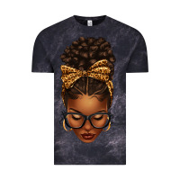 Cloud Black afro messy bun leopard bow Vintage Tee - texasbilliewilder