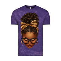 Cloud Purple afro messy bun leopard bow Vintage Tee - texasbilliewilder