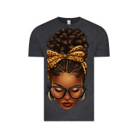 Vintage Black afro messy bun leopard bow Vintage Tee - texasbilliewilder