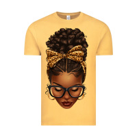 Vintage Mustard afro messy bun leopard bow Vintage Tee - texasbilliewilder